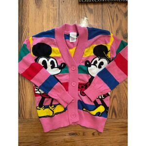 Disney Cardigan Sweater Kids XS Pink Multi Mickey Minnie Mouse 100th Anniversary